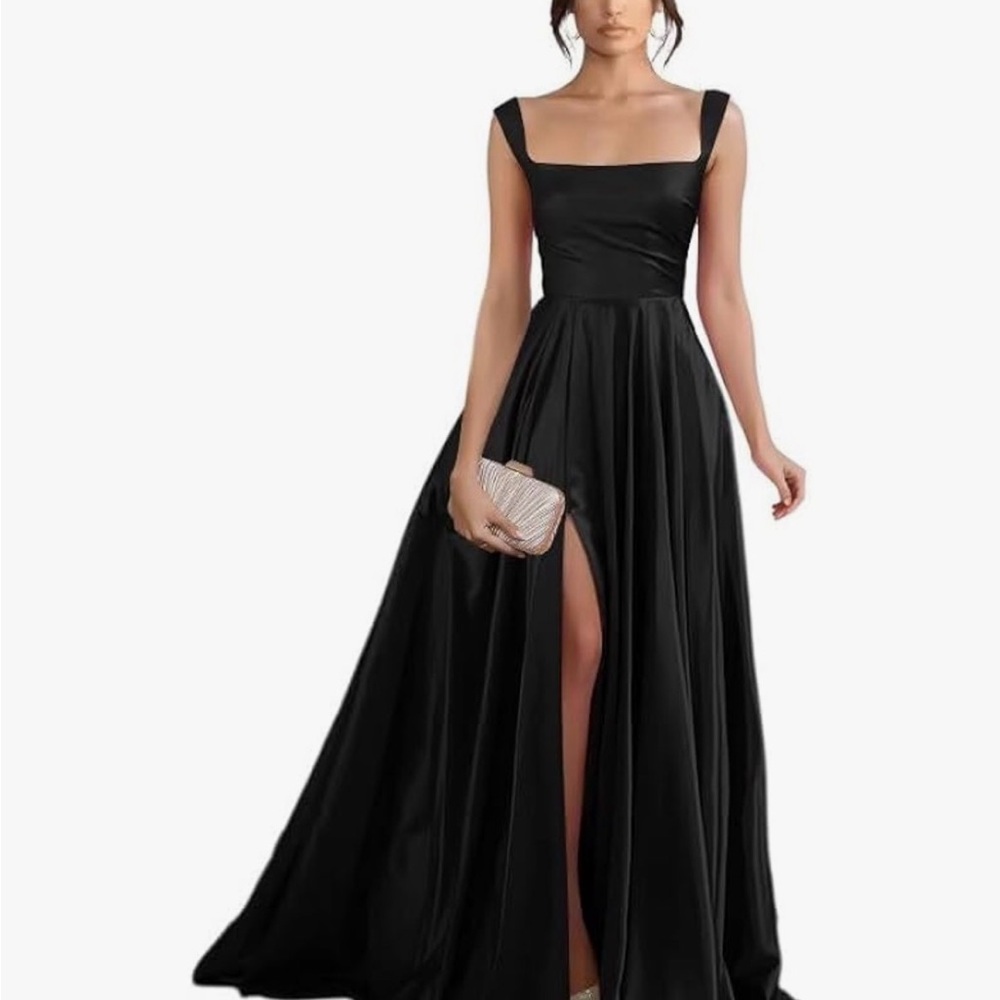 Elegant Black Gown with lace up back